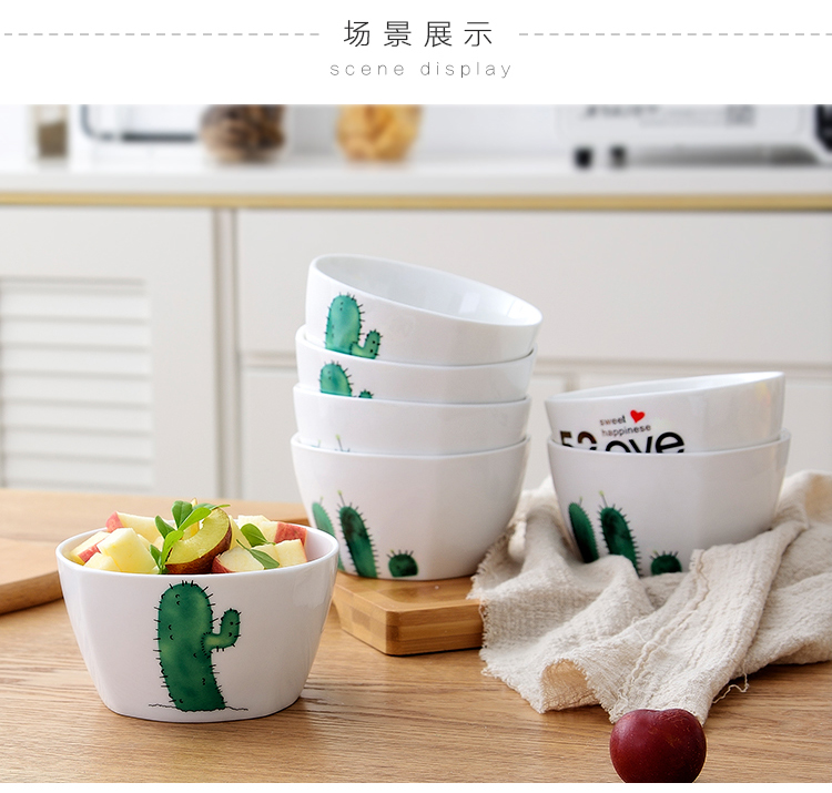 Phim hoạt hình sáng tạo dễ thương bộ đồ ăn bằng gốm bát bát vuông Nhật Bản thìa ăn cơm