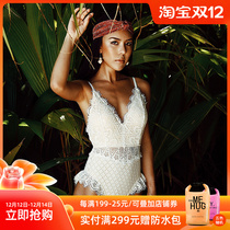 OCEAN MYSTERY classic retro sexy lace one-piece swimsuit womens belly thin beach resort swimsuit