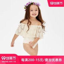 OceanMystery childrens swimsuit women hot spring one-piece swimsuit seaside shoulder swimwear girl swimsuit