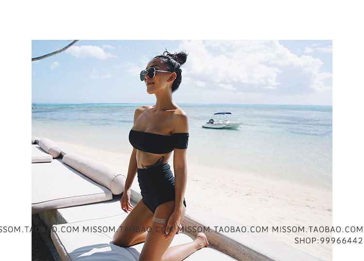 99966442 mới gợi cảm áo tắm chia đen pearly nữ che bụng áo tắm không ống bikini do boi dep