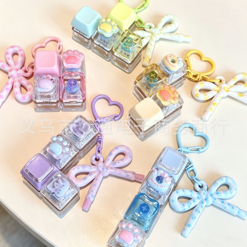 Cross-Border Stress-Relief Popular Keycap Patch with Cute Bow, Glowing Keyboard, Finger Squeeze Stress-Relief Keychain Cross-Border Stress-Relief Popular Keycap Patch with Cute Bow, Glowing Keyboard, Finger Squeeze Stress-Relief Keychain