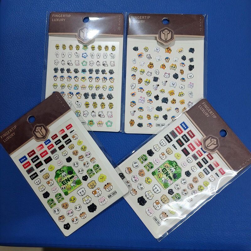 Popular Enhypen Cartoon Animal Cute Colorful Support Nail Stickers DIY Nail Adhesive Decorative Stickers