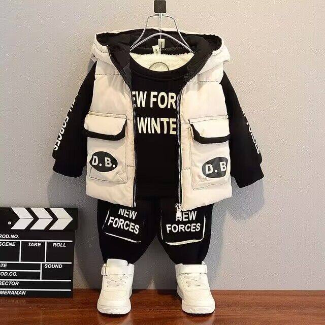 Одежда для мальчиков 1-2-4 лет, утепленная зимняя одежда, осенние и зимние костюмы для девочек полутора лет, одежда для младенцев и маленьких детей плюс бархатная одежда.