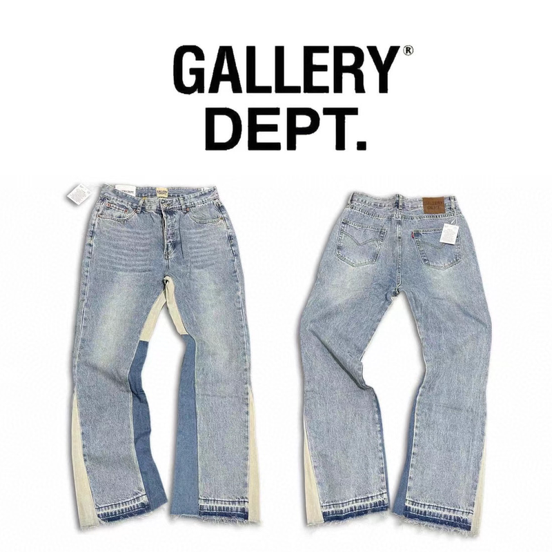 Gallery Dept Denim Flared Pants Vintage Washed Distressed High Street Trousers Icon Denim Jeans