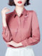 2023 spring new top satin shirt women's long-sleeved top middle-aged mother high-end temperament embroidered shirt