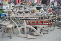 Rural old wood plow farming plow old agricultural tools plow folk custom old objects farmhouse ornaments film and television props