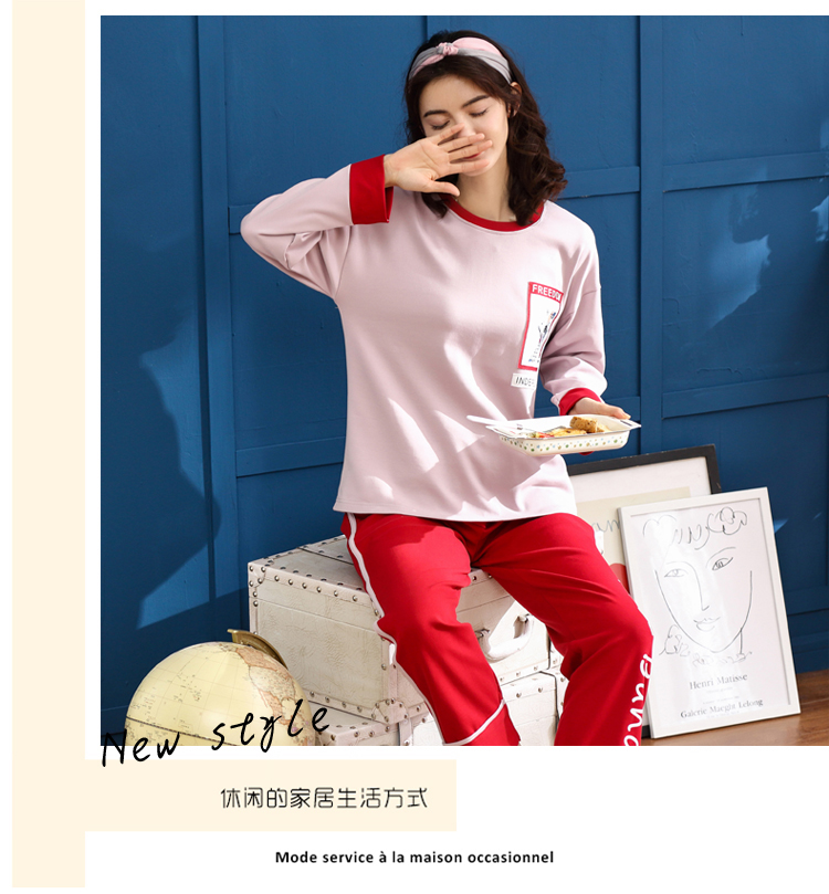 Đồ ngủ nữ mùa thu cotton rộng kích thước lớn phụ nữ dài tay dịch vụ thời trang đơn giản phù hợp với bông dễ thương shop đồ ngủ đẹp