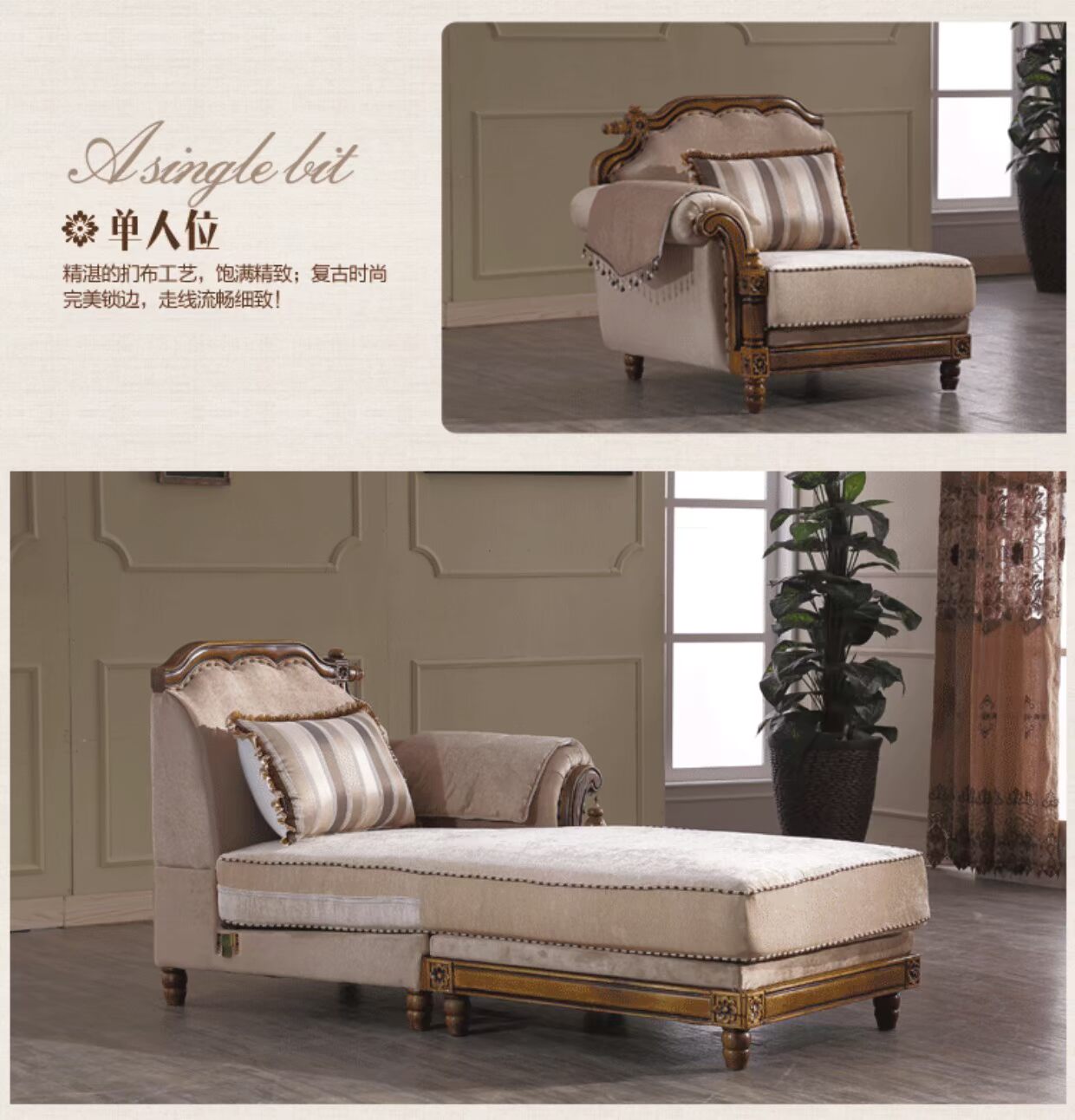 Sofa nước Mỹ kết hợp sofa vải Địa Trung Hải Gỗ rắn Góc châu Âu Căn hộ nhỏ Sofa hình chữ L - Ghế sô pha ghế sofa kiêm giường ngủ