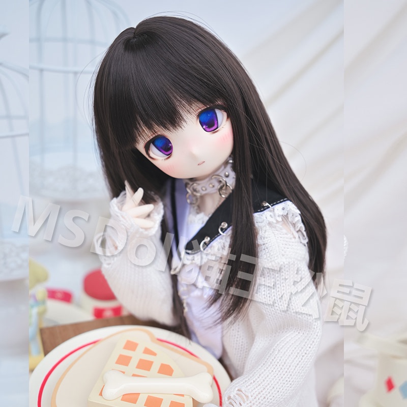 Elvis Squirrel Bjd Three-Quarter Wig 3/4 High-Temperature Soft Silk Black Princess Cut Wig Mdd Tf Elvis Squirrel Bjd Three-Quarter Wig 3/4 High-Temperature Soft Silk Black Princess Cut Wig Mdd Tf