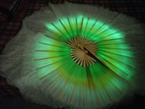 Luminous silk fan double-sided two-color original Jasmine fan dance fan props gradient Yangge fan