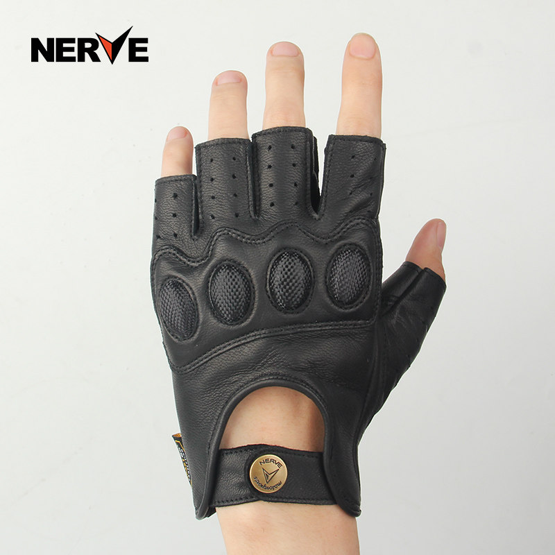 NERVE motorcycle summer half-finger gloves men and women summer motorcycle sheepskin gloves retro anti-fall knight gloves