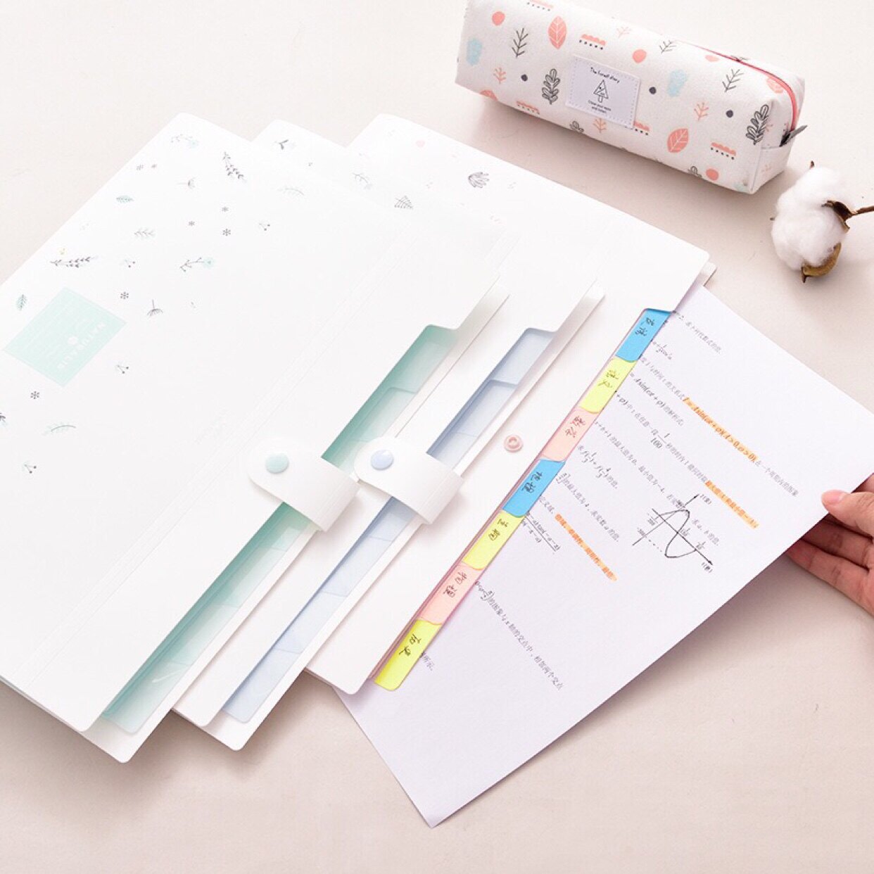 Deli stationery 8-grid organ bag Student multi-layer folder classification information bag A4 mini storage clip ticket bag