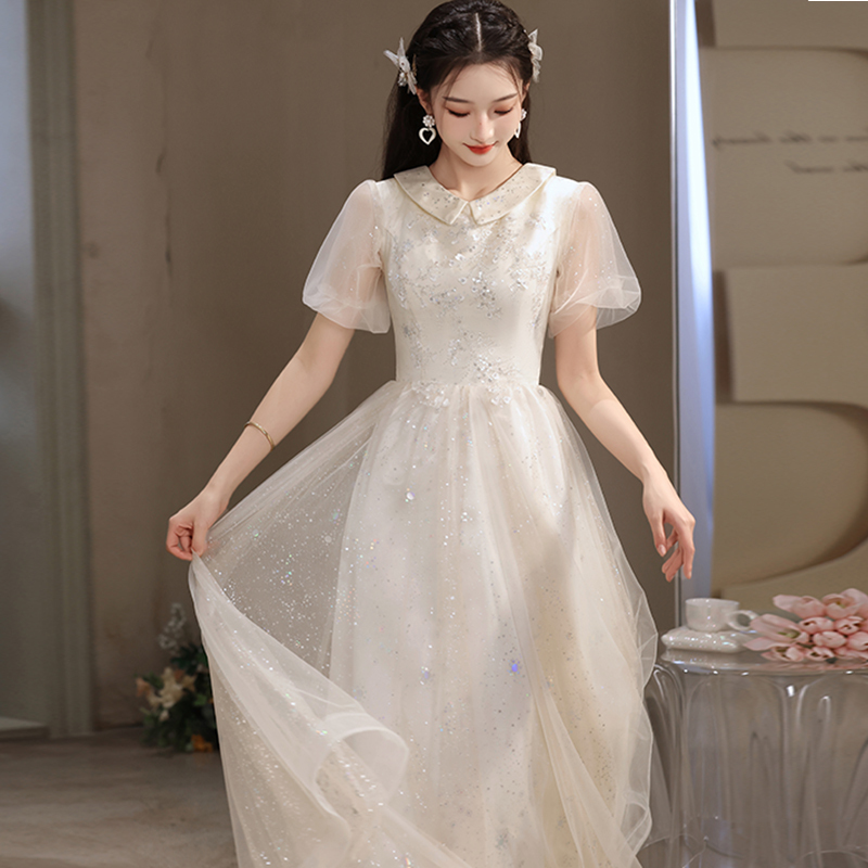 High-End Music Student Vocal Arts Exam Adult Ceremony Dress Elegant Temperament Banquet Host French-Style Dress