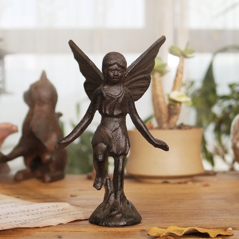Cast iron craft classic wrought iron little angel villa courtyard decoration home hotel club decoration