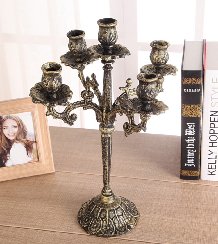 European retro candle holder cast iron carved candle holder candle holder antique candle holder home wedding decoration