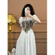 Mrs. Xiao's white French short-sleeved retro dress with slim waist and long skirt splicing