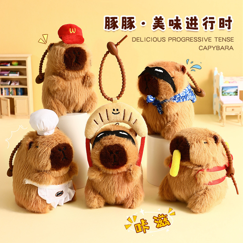 Happy Food Station Creative Capybara Keychain Maimai Plush Pendant Cute Capybara Backpack Ornament Gift