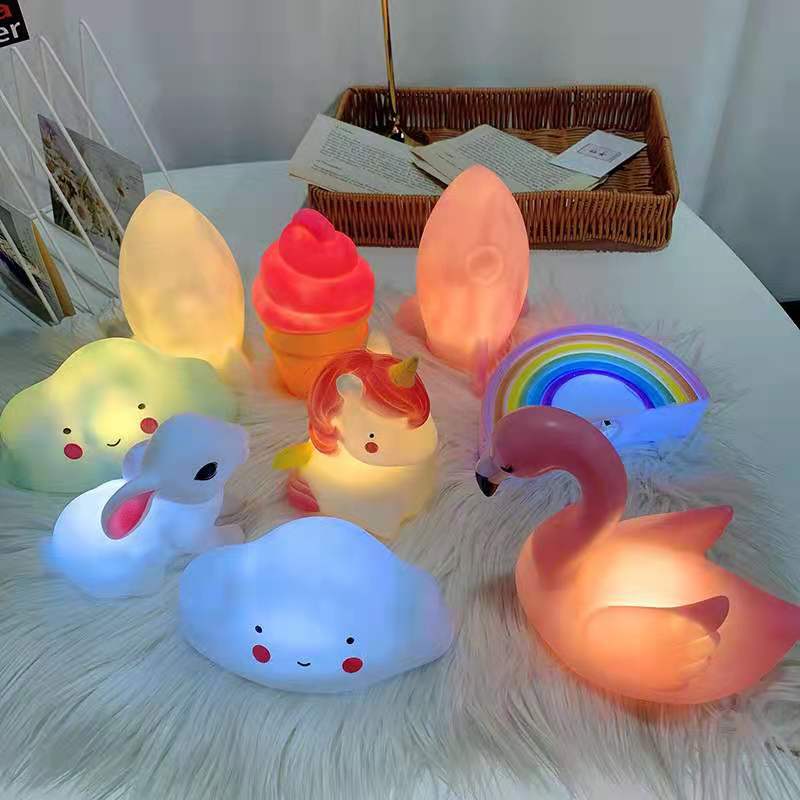 Luminous Toy Cartoon Small Night Light Ins Girl Hearts Bed headlights Night Market Terrace Ring Bedroom Children Gifts