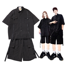 Summer Tide Tooling Suit Hip Hop set with handsome and Han version loose student shorts casual Two sets