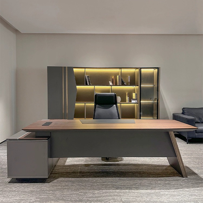 New Chinese-Style Solid Wood Executive Desk with Side Table, 2026 New Model, President's Office Desk, North American Black Walnut Executive Desk