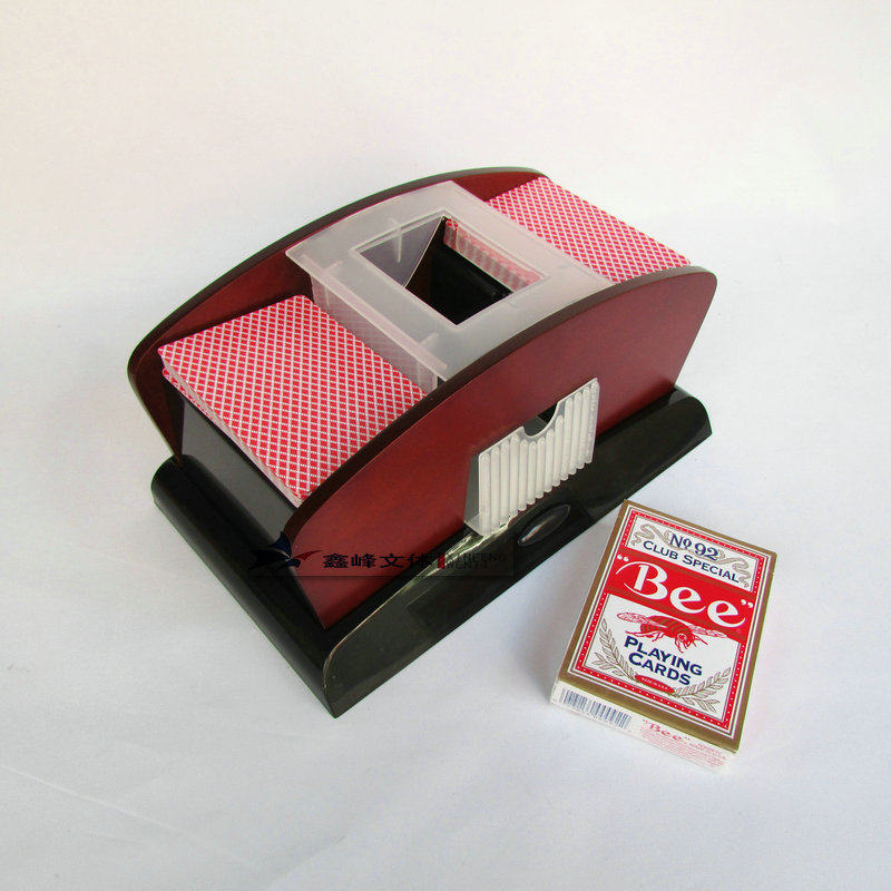 Two-pay wooden shuffling machine Baekle special shuffle box Texas poker shuffling machine double electric shuffle machine