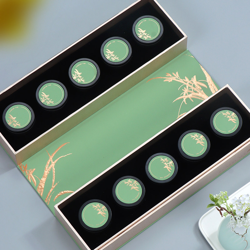 Longjing Tea Leaf Packaging Box Empty Gift Box Medlar Small Jar Tea Gift Box Empty Box Broken Silver Sub Small Jar Empty Jar Gift Box Customization
