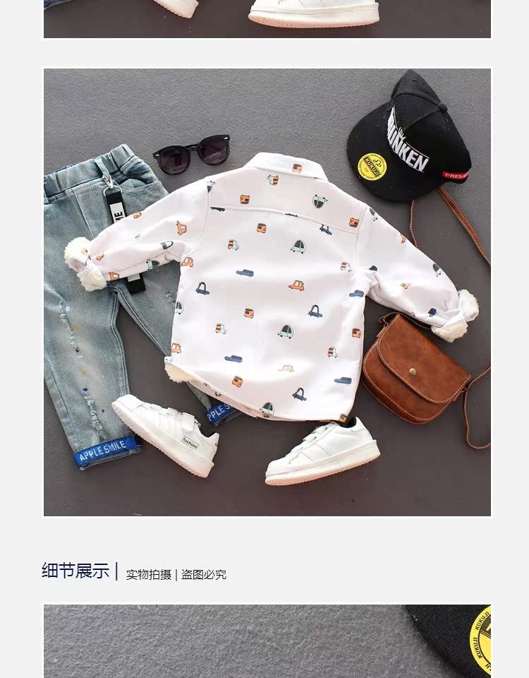 Áo sơ mi nam cotton dài tay 18 mùa thu đông mới Quần áo trẻ em Áo sơ mi trẻ em Hàn Quốc cộng với áo nhung dày quần áo trẻ em đẹp