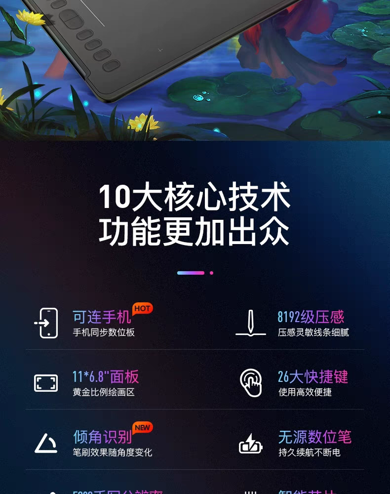 Планшет 绘王h1161 数位板可连接手机手绘板写字板手写板电脑绘画板绘图板 Huion