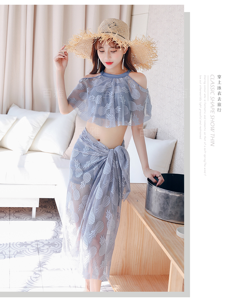 Bộ đồ bơi bikini ba mảnh gợi cảm Váy ren Boxer Slim Body Spa Cô gái Hàn Quốc Áo tắm màu rắn - Bikinis bộ đồ tắm biển nữ