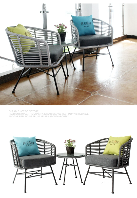 Ban công ngoài trời bàn ghế khách sạn khách sạn ngoài trời hiện đại nhỏ gọn giải trí ghế wicker ba mảnh sân đồ nội thất bàn cà phê nhỏ