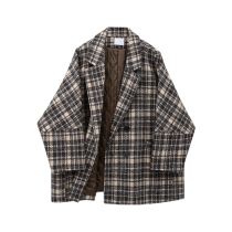 CIVICERA mid-length plaid fur coat female autumn winter 2022 new loose and lazy windfall dresses