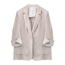 CIVICERA autumn summer 2022 new cotton linen 70% sleeve suit woman jacket slim net red mid sleeve suit