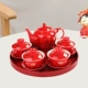 Trung Quốc Red Wedding Người mới Jing Jing Cup Tellow Tea Set Tea Cup Wedding Wedding Tellow Wedding - Trà sứ