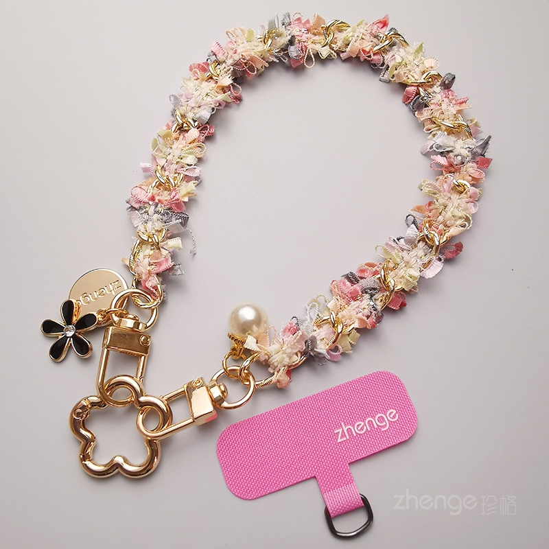 Short Mobile Phone Lanyard Wrist Strap, High-End Fairy Lace Twist Chain, Fashionable Light Luxury Outdoor Keychain Case, Durable Short Mobile Phone Lanyard Wrist Strap, High-End Fairy Lace Twist Chain, Fashionable Light Luxury Outdoor Keychain Case, Durable