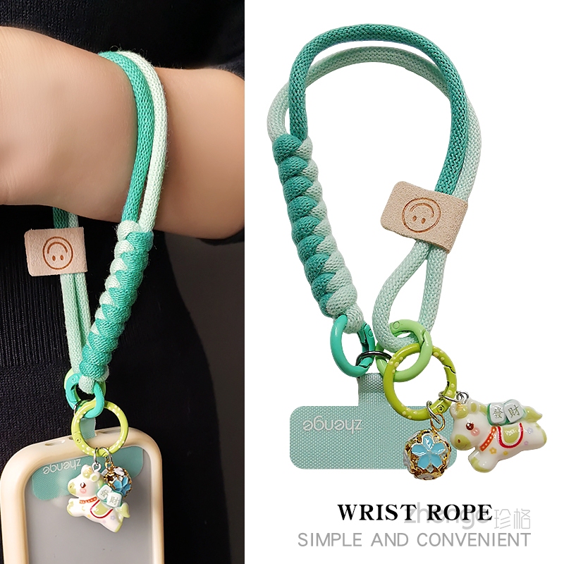 Lucky Pony Phone Lanyard Short Woven Thick Wrist Strap Dopamine Cotton Hanging Chain for Men and Women Outdoor Portable Anti-Lost