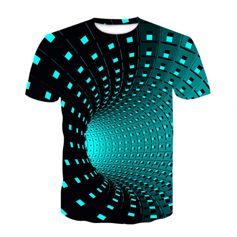 2022 Summer New Cross-Border Short-Sleeved T-Shirt for Men, Full-Color 3D Printing, Colorful Swirl, Personalized, Fashionable and Trendy, Best-Selling