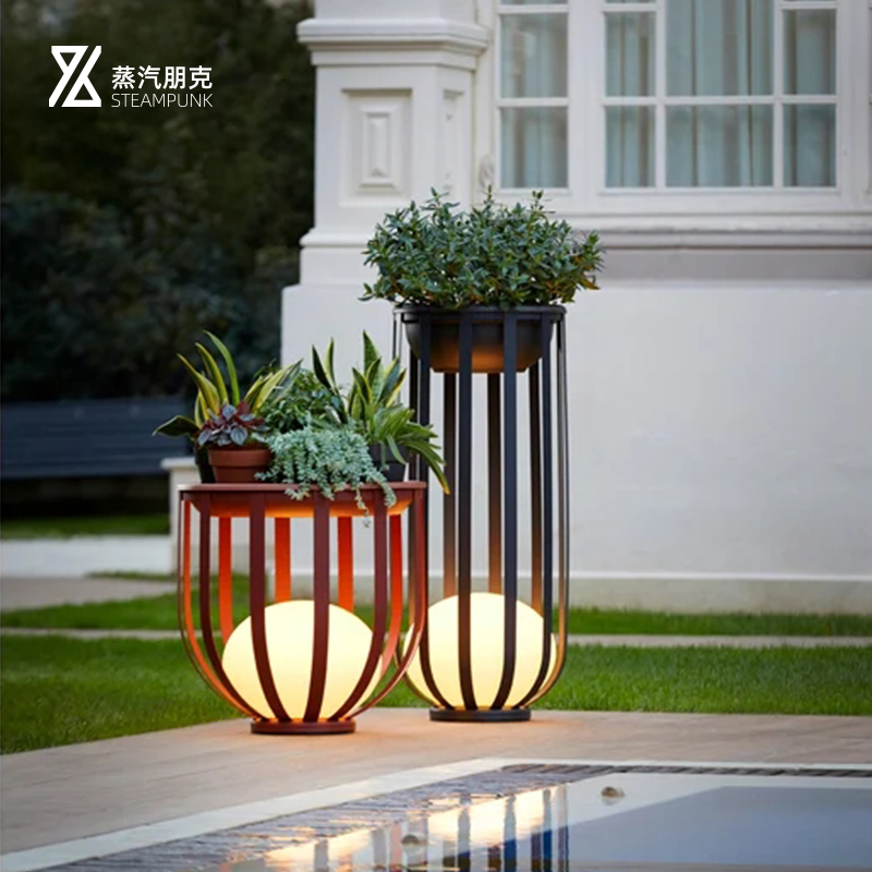 Solar Floor Lamp Outdoor Courtyard Lamp Waterproof Grass Terrace Lamp Villa View Lamp Modern Simplicity Decorate Floral Lamp
