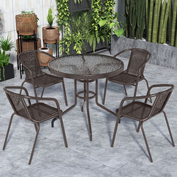 Outdoor Casual Tables and Chairs Courtyard Outdoor Waterproof Sunscreen Garden Courtyard Small Balcony Drinking Tea Outside Foldable Coffee Table
