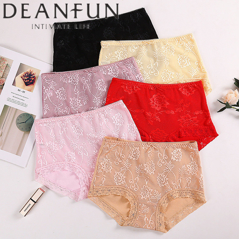 Di Anfen panties 2187 female boxer cotton crotch mid-waist mesh sexy breathable transparent lace panties head