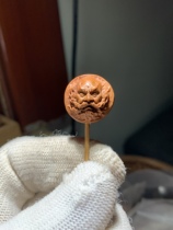 Dragon pattern peach core carving double-sided Bodhidharma toy accessories disciple bead pendant with cloud on back and bead bracelet hand-held neck hanging