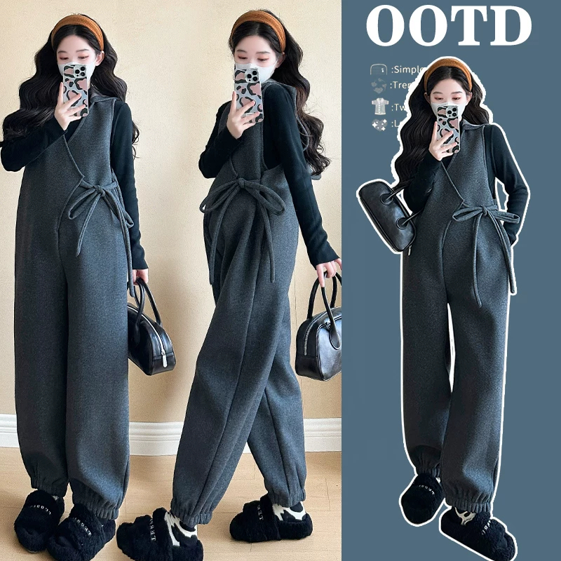 British Dhwa Maternity Suit 2026 New Autumn Style Fashionable Long-Sleeved Velvet Overalls Two-Piece Set British Dhwa Maternity Suit 2026 New Autumn Style Fashionable Long-Sleeved Velvet Overalls Two-Piece Set