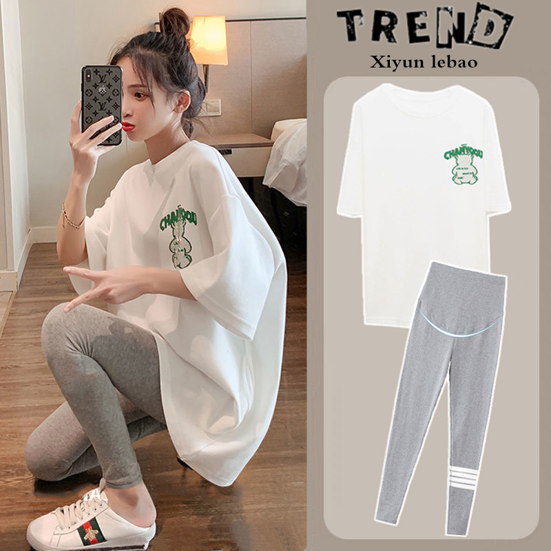 British Dhwa Maternity Wear Summer Style 2026 New Short-Sleeved T-Shirt Mid-Length Top Casual Two-Piece Set Women's Fashion