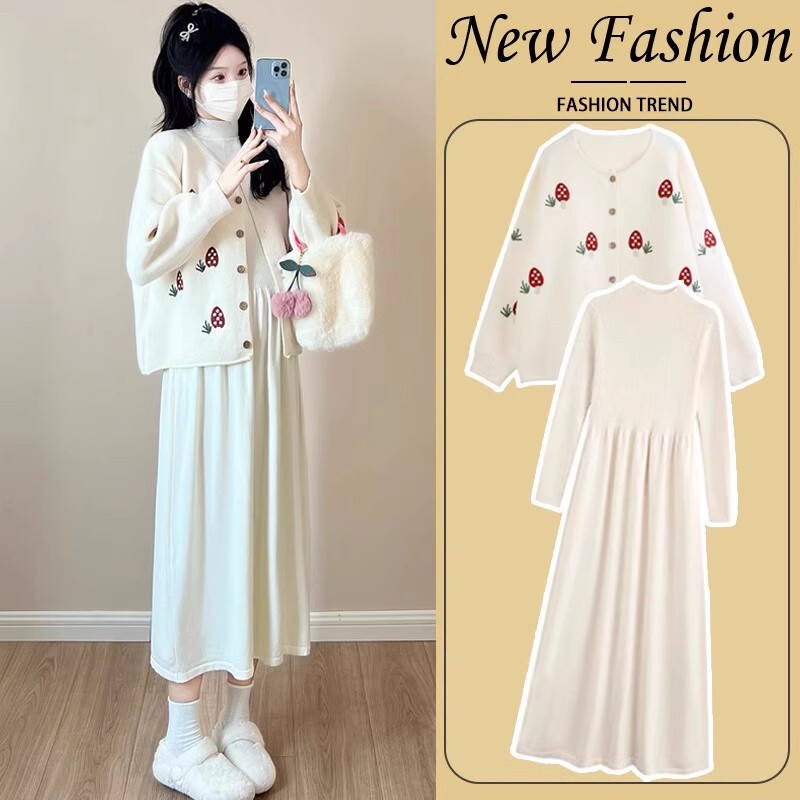 British Dhwa Maternity Suit Dress Spring and Autumn 2026 New Stylish Sweater Coat Knitted Base Layer Two-Piece