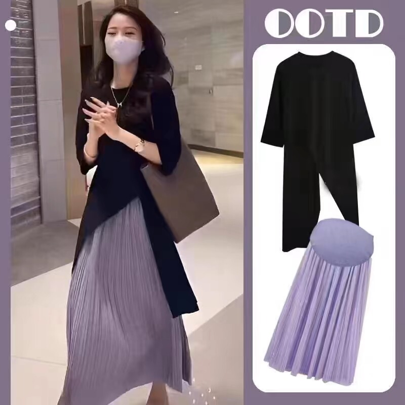 British Dhwa Maternity Wear Summer 2026 New Style Salt-Style High-End Elegant Lady Dress Two-Piece Set Women's Mid-Length Style