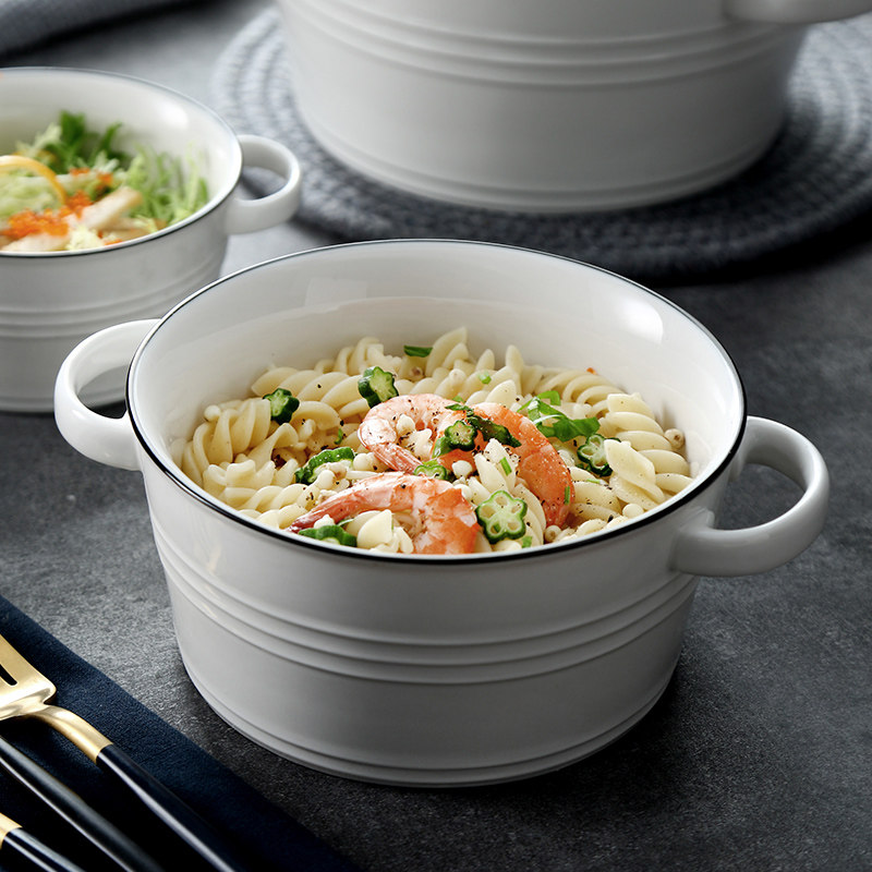 Dongsheng Salah double ear soup bowl large household microwave oven heating bubble bowl with cover ceramic style handle