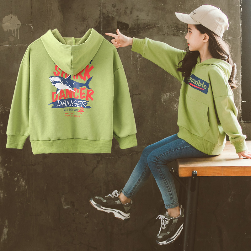 British next kiss girl's top 2020 autumn new Korean version of the big boy Western style children's hooded sweatshirt