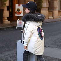 UK next kiss girls down jacket long 2020 new Korean version of the foreign style childrens big hair collar thickened