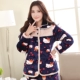 Mùa đông san hô nhung dày ba lớp của phụ nữ mùa thu và mùa đông đồ ngủ bằng vải bông flannel dịch vụ nhà cộng với bộ đồ nhung ấm áp