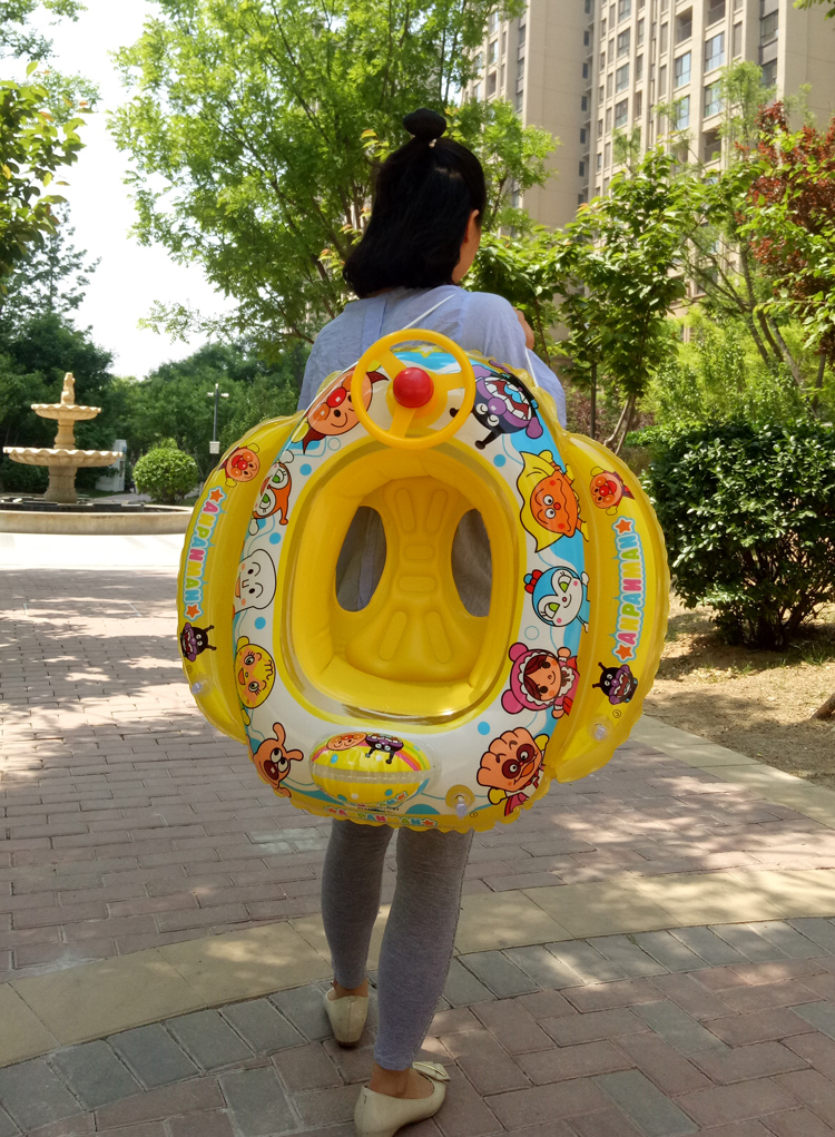 Phim hoạt hình dày bánh mì Nhật Bản Siêu nhân ngồi vòng tròn tay lái loa trẻ em xe bơi vòng nam và nữ bé - Cao su nổi phao bơi tay