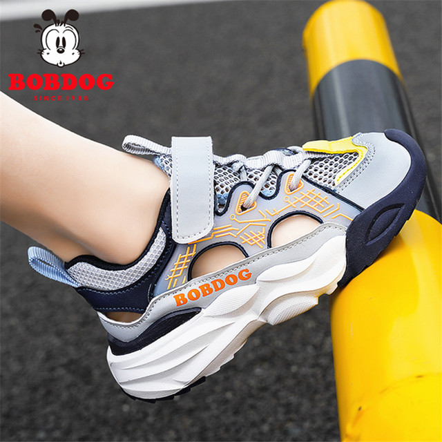 Bobbean boys' shoes summer single mesh hollow mesh surface breathable middle and big children's mesh shoes running shoes children's sports shoes